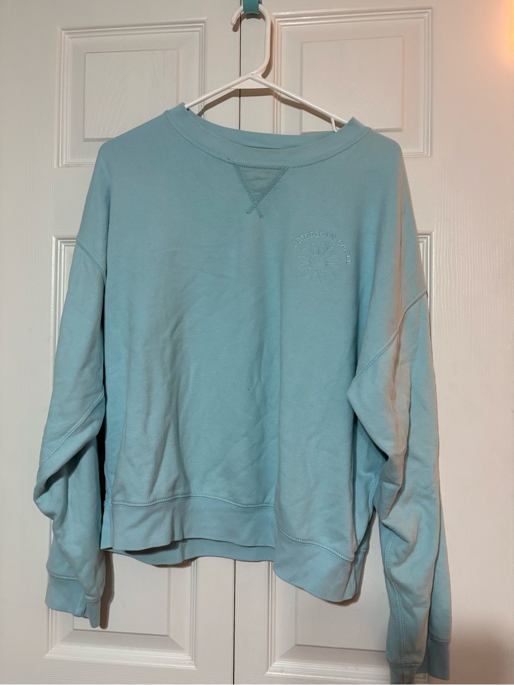 American Eagle Women’s Light Blue Crewneck Sweatshirt